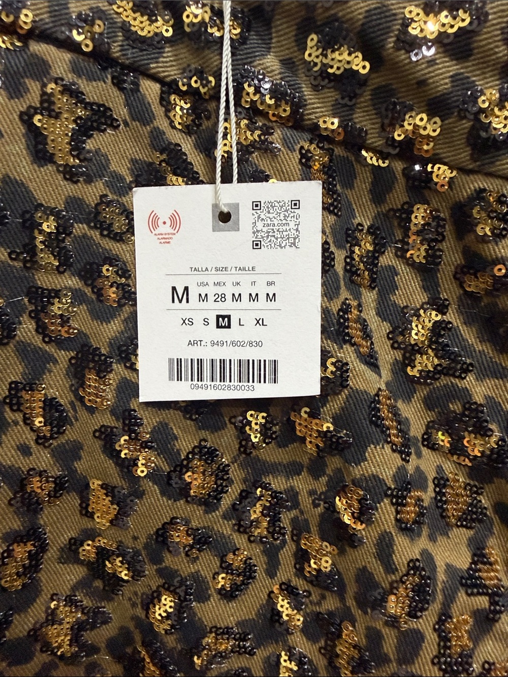 Zara Gold and Black Leopard Sequin Straight-Leg Pants - Picture 4 of 8